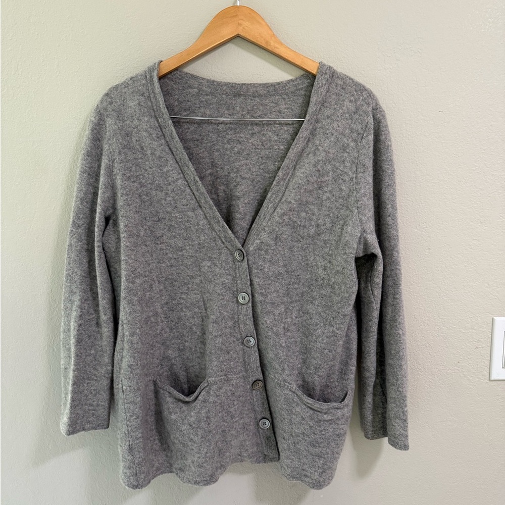 Gray Wool Cashmere Blend Button Front Cardigan Sweater Women’s